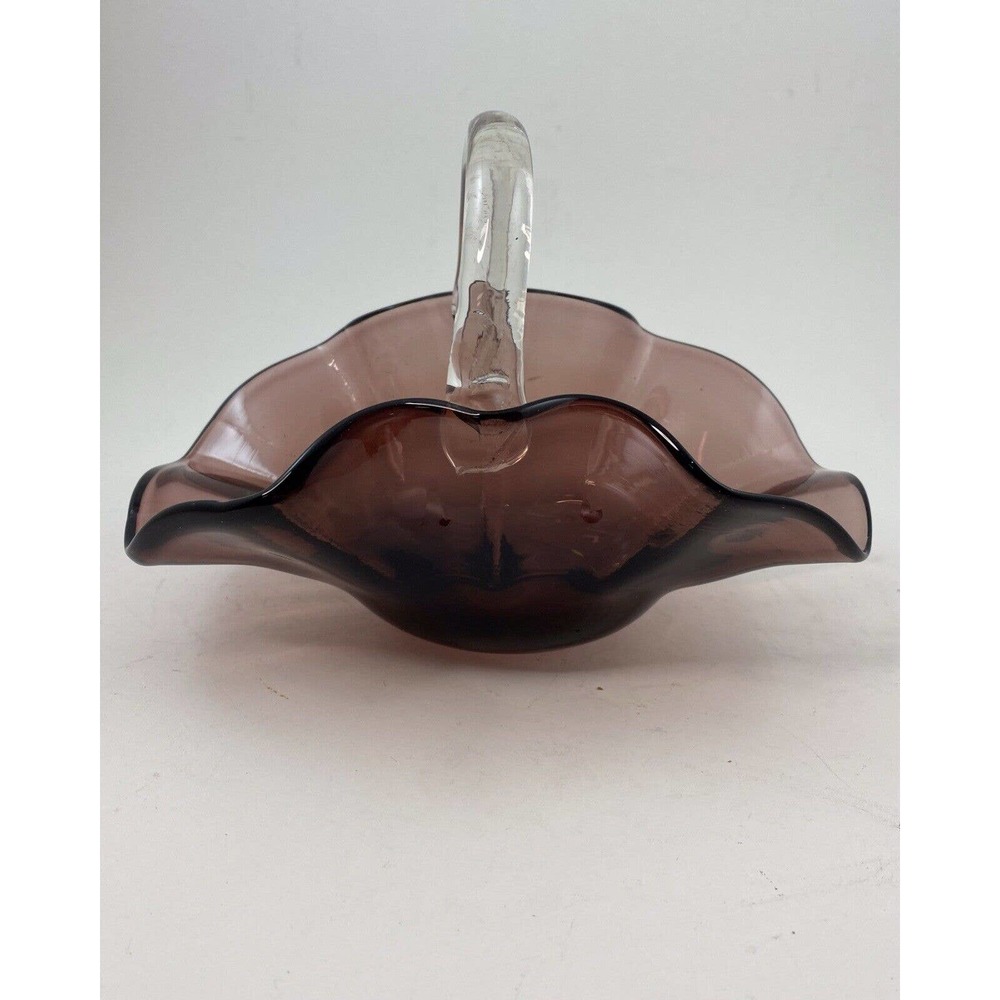 Amethyst Handkerchief Basket Smooth Clear Handle Smooth Bottom